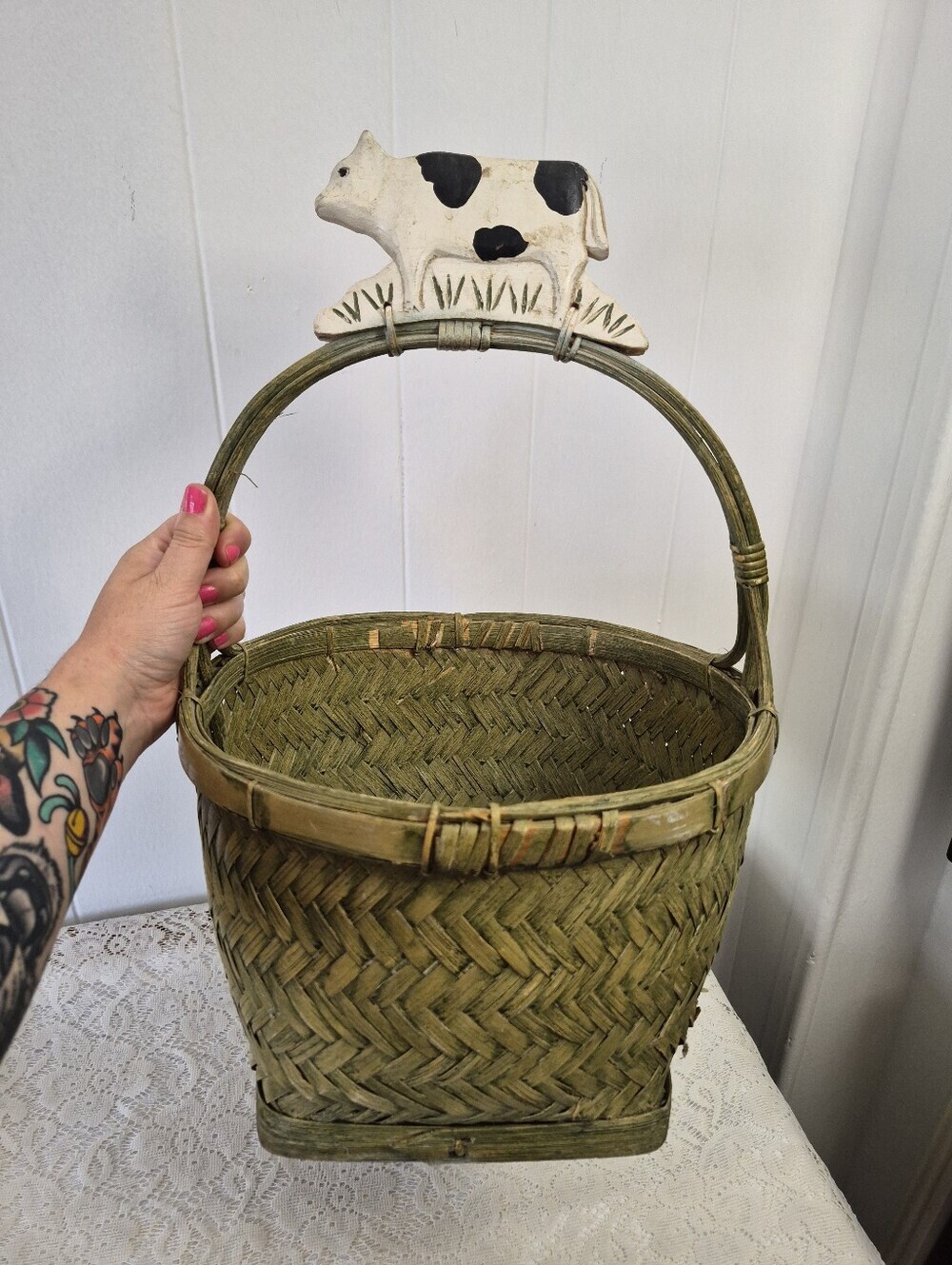Woven Cow Basket - Picture 8 of 10